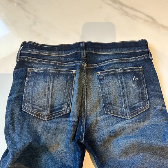 rag & bone dark blue distressed skinny jean - Picture 7 of 9